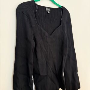 Black Long Sleeve Ribbed Top